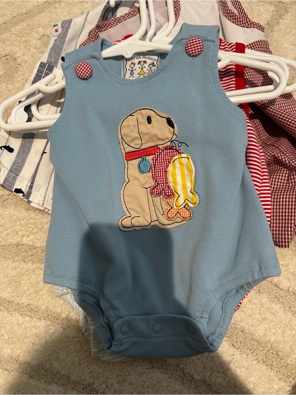 Blue Puppy Appliqué One-Piece Romper - Kids